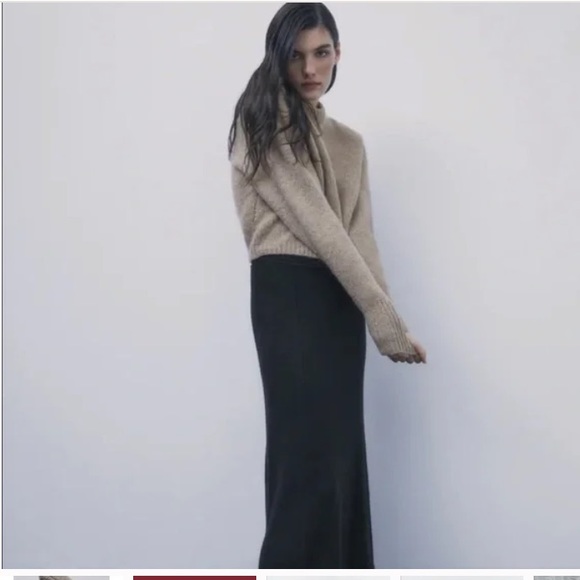 Zara Alpaca Wool Blend Mink Taupe Crop Sweater - Picture 2 of 8